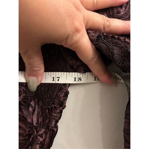 NWT Express Eggplant Purple Long Sleeve V Neck Lace Bodysuit Medium Floral Date - Picture 8 of 14